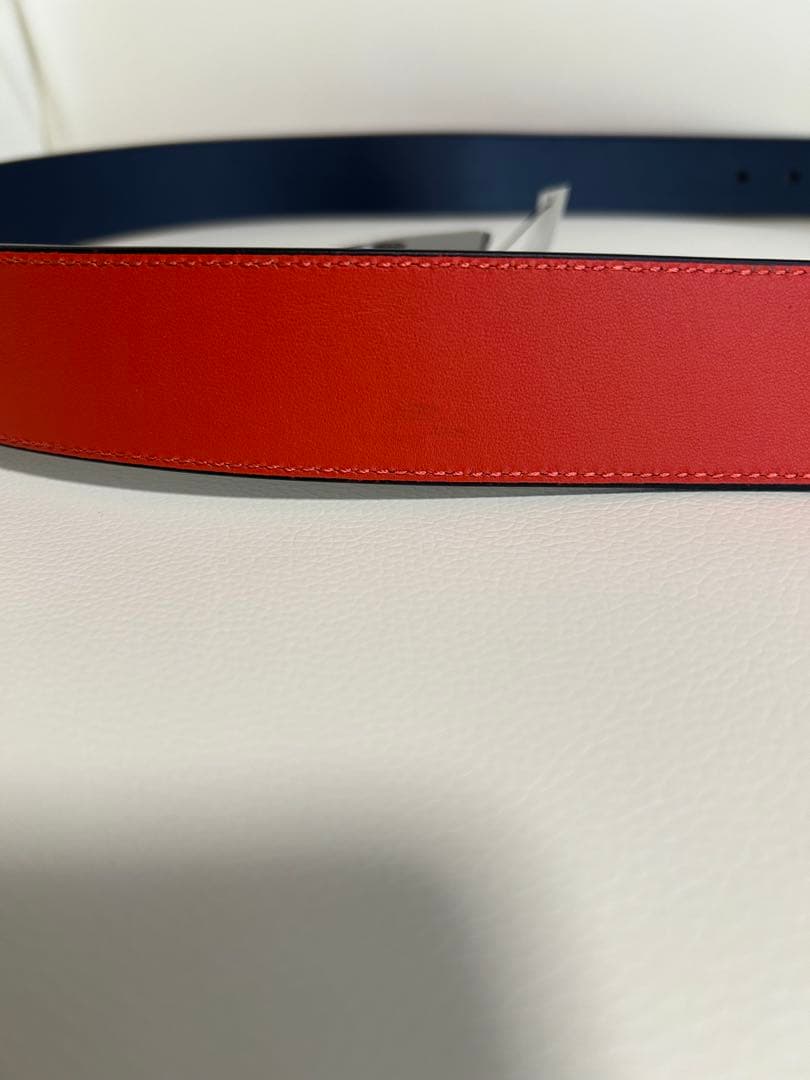 COACH リバーシブルベルト オレンジ/ネイビー