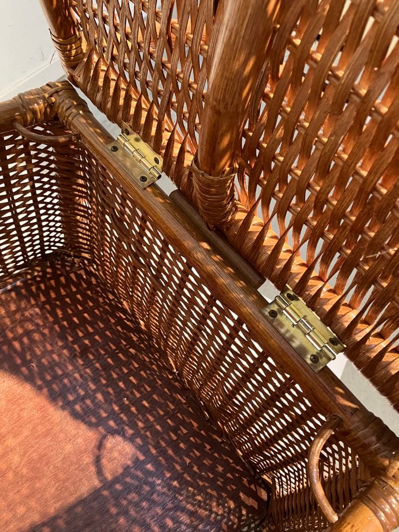 オールドラタン、両開き、収納ボックス、レトロ、古民具、和モダン、デザイン、