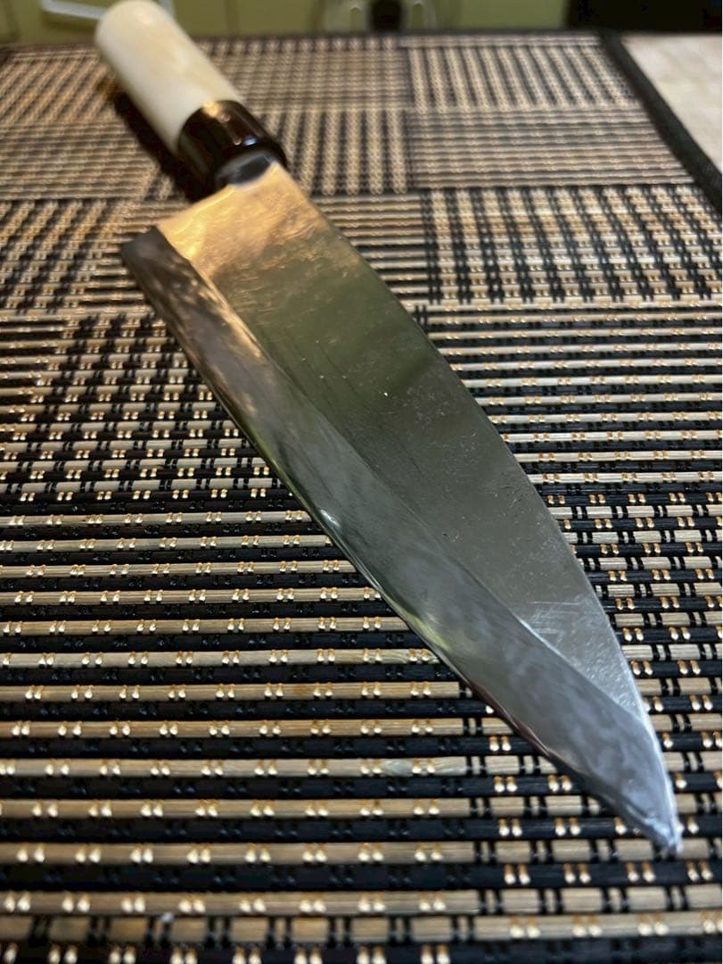二正明　大出刃包丁　白鋼　刃渡り約21センチ