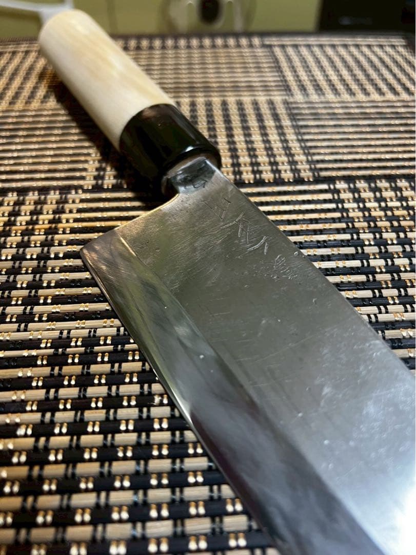 二正明　大出刃包丁　白鋼　刃渡り約21センチ