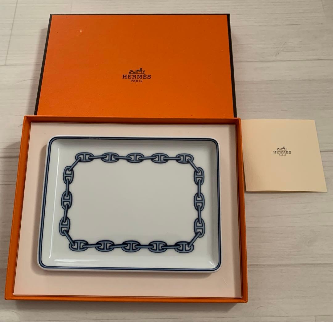 未使用　HERMES エルメス シェーヌダンクルスクエアプレート皿