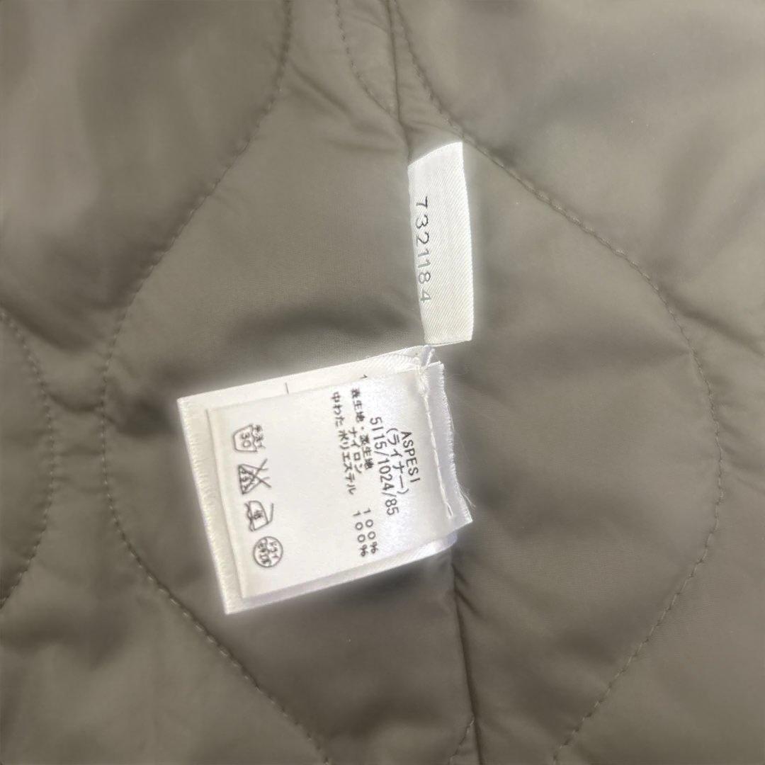 【美品】アスペジ　ライナー付き　ステンカラーコート　カーキ　ロング　M程度