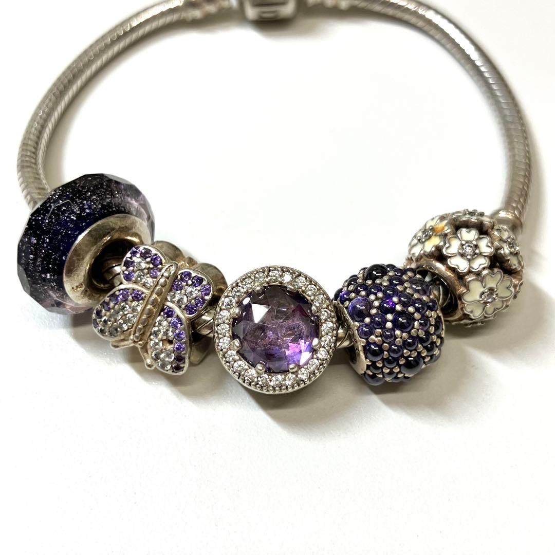 PANDORA パンドラ シルバー 925 チャーム ブレスレット パープル