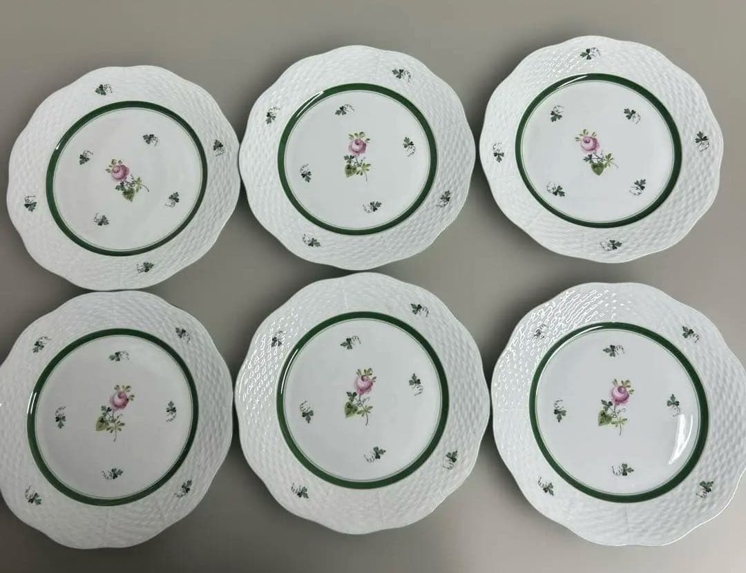 未使用近✨ヘレンド ウィーンの薔薇 プレート 19cm 皿 ピンク ローズ6枚