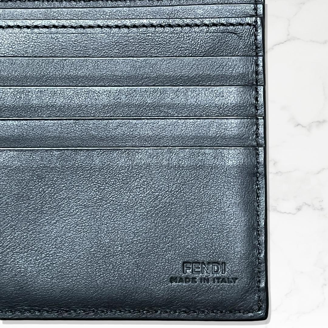 FENDI フェンディ 二つ折り財布 ブラック レザー モンスターアイ メンズ