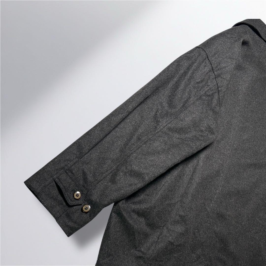 カシミアステンカラーコート　L ハーフ丈　ブラック　Aライン　イタリア製生地