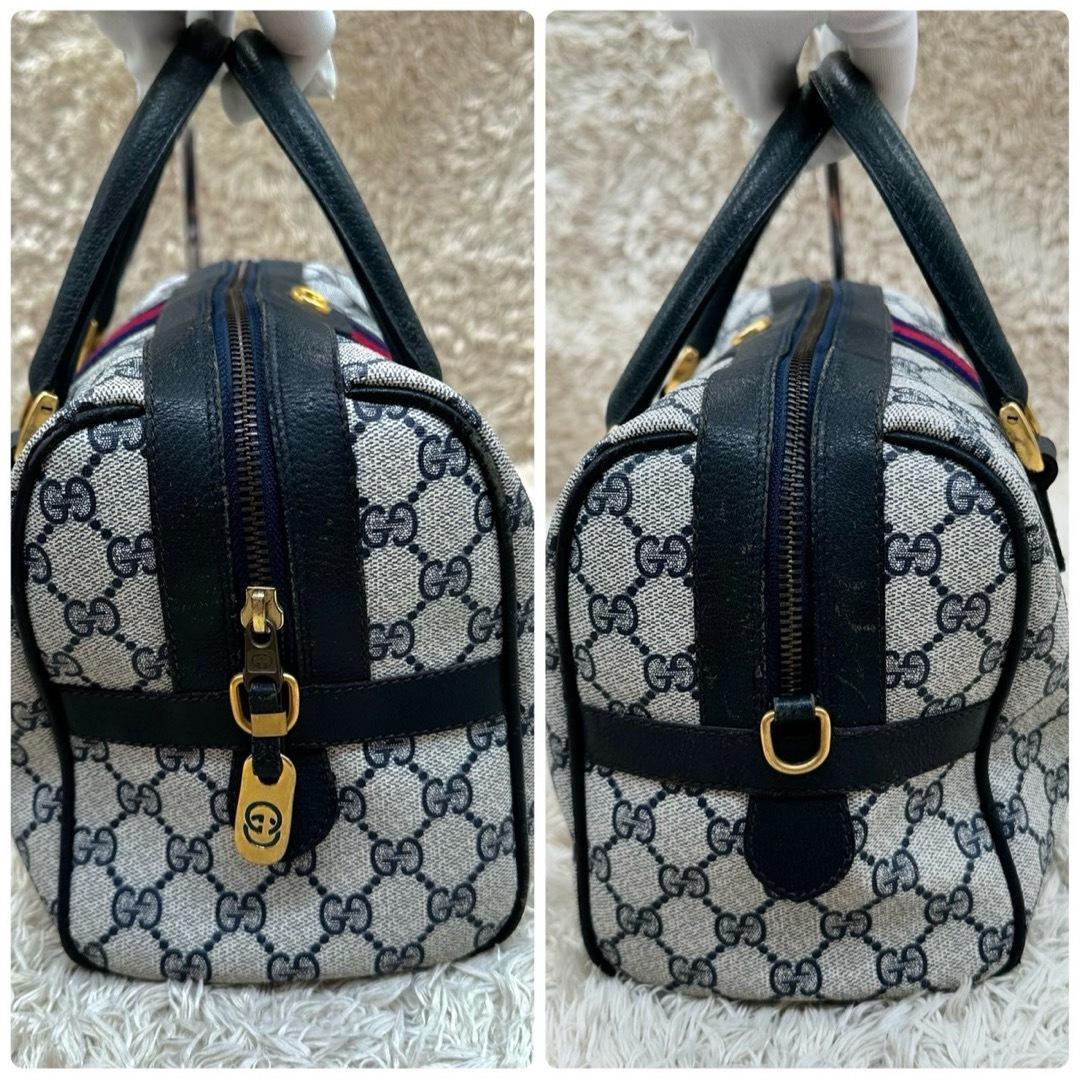 【美品】グッチ ショルダーバッグ ミニボストン 2way ネイビー スプリーム