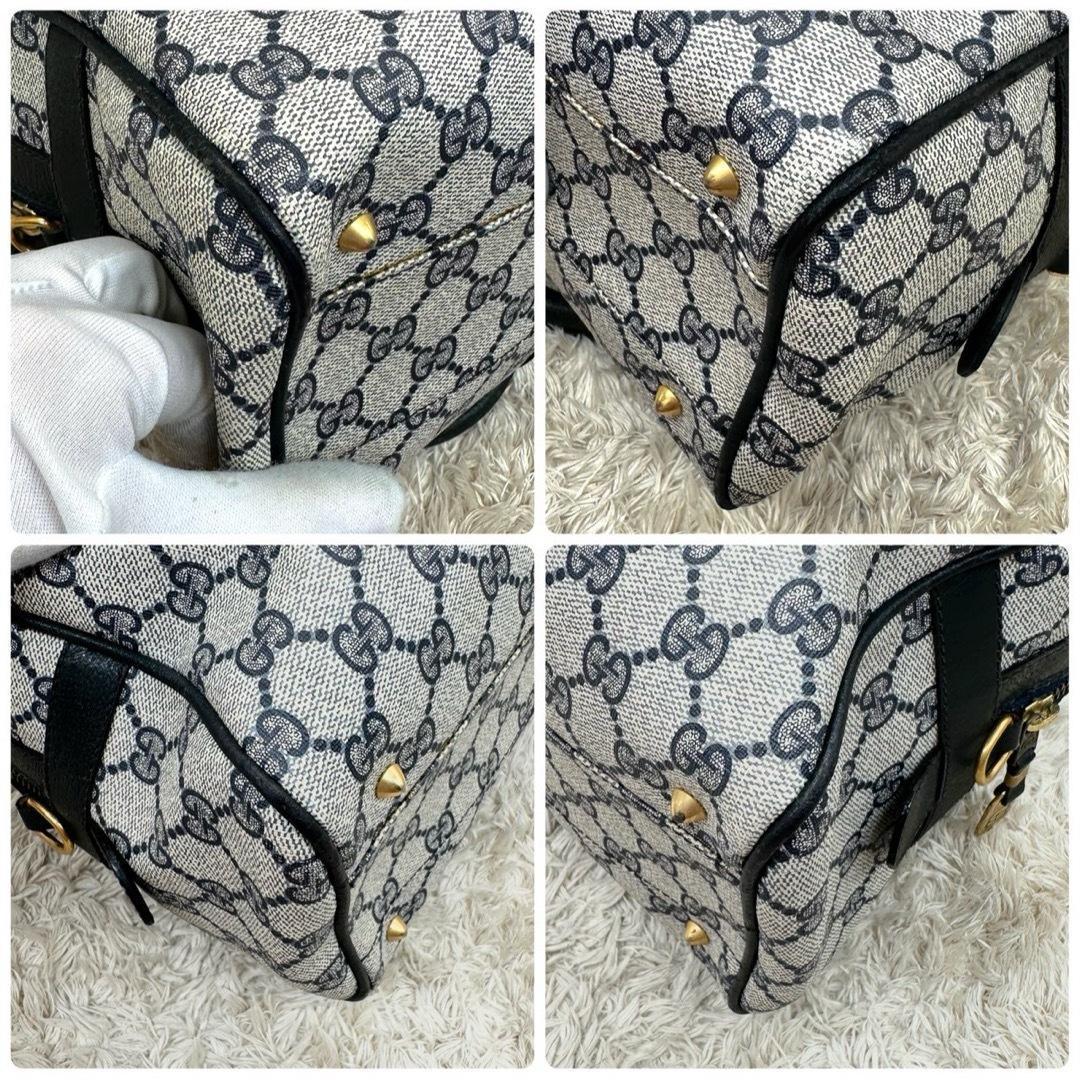 【美品】グッチ ショルダーバッグ ミニボストン 2way ネイビー スプリーム