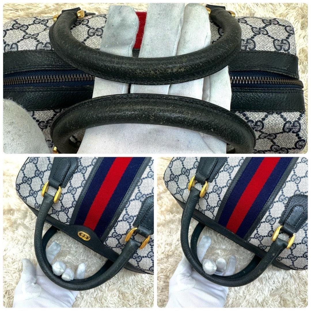 【美品】グッチ ショルダーバッグ ミニボストン 2way ネイビー スプリーム