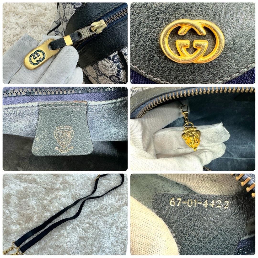 【美品】グッチ ショルダーバッグ ミニボストン 2way ネイビー スプリーム