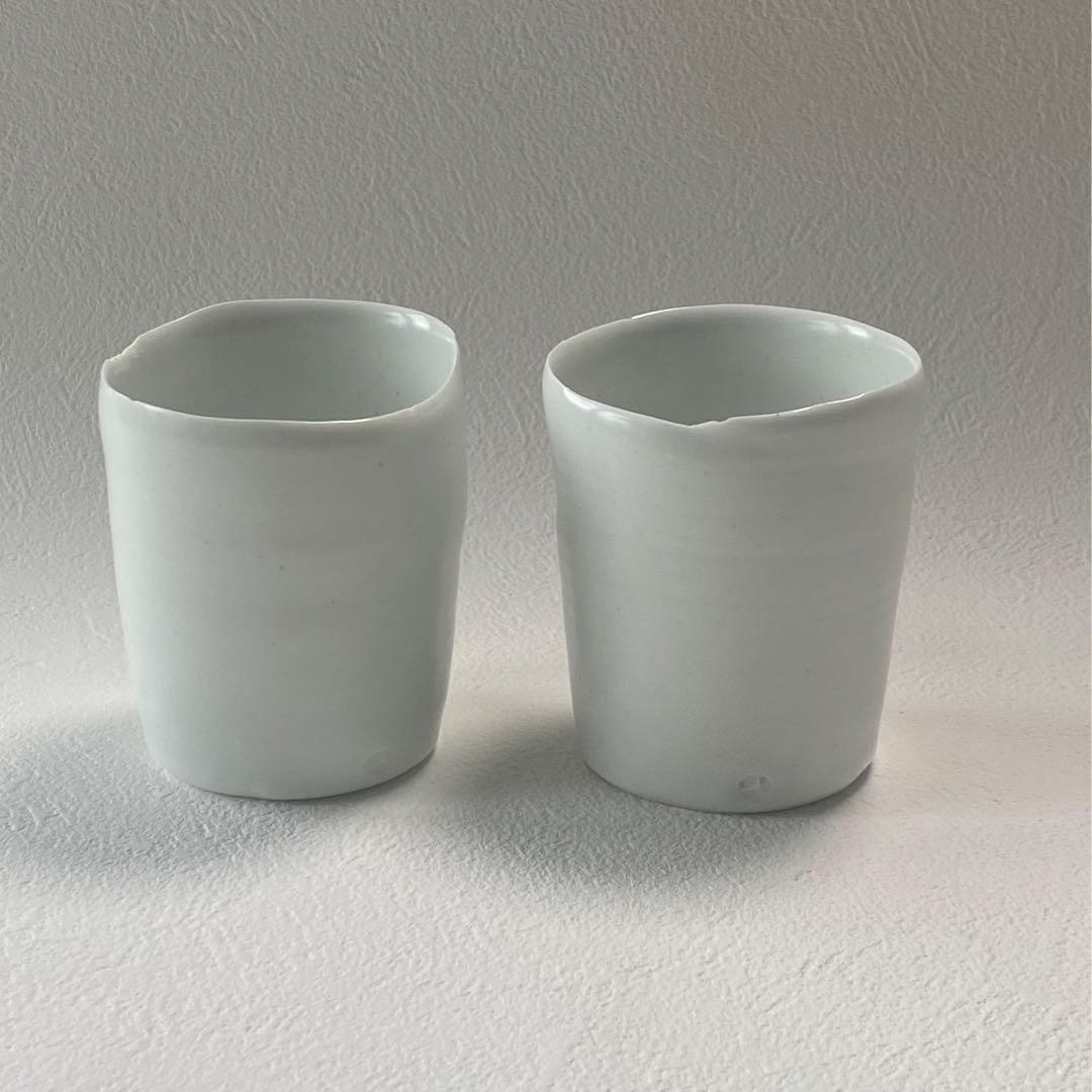 希少 唯一無二の白磁の巨匠 黒田泰蔵  白磁グラス　2個組　在銘