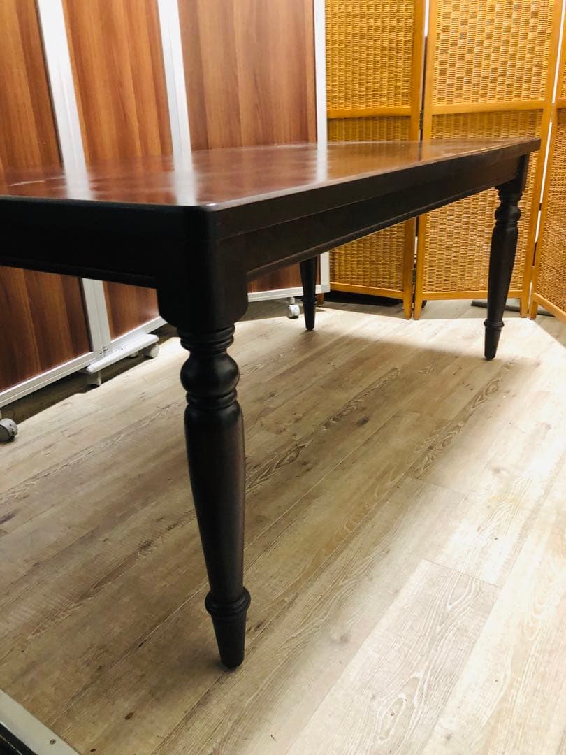 北海道民芸家具　ダークブラウン 木製 ダイニングテーブル 大きめ