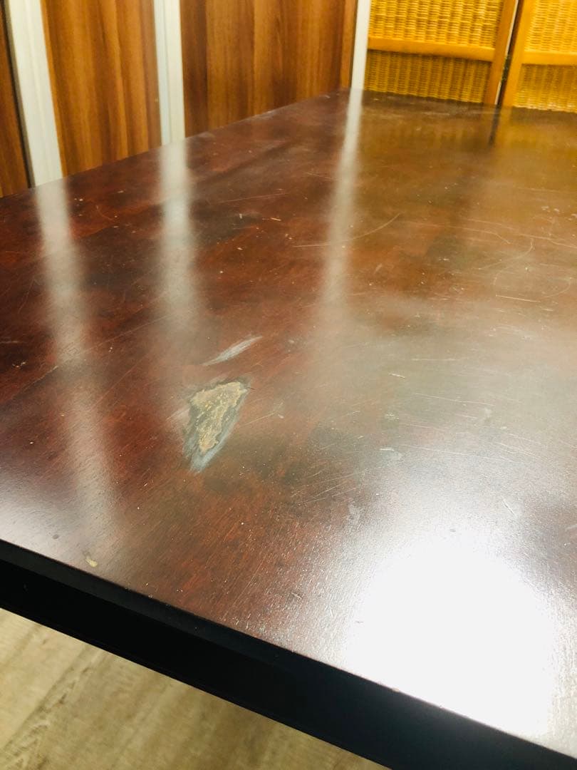 北海道民芸家具　ダークブラウン 木製 ダイニングテーブル 大きめ