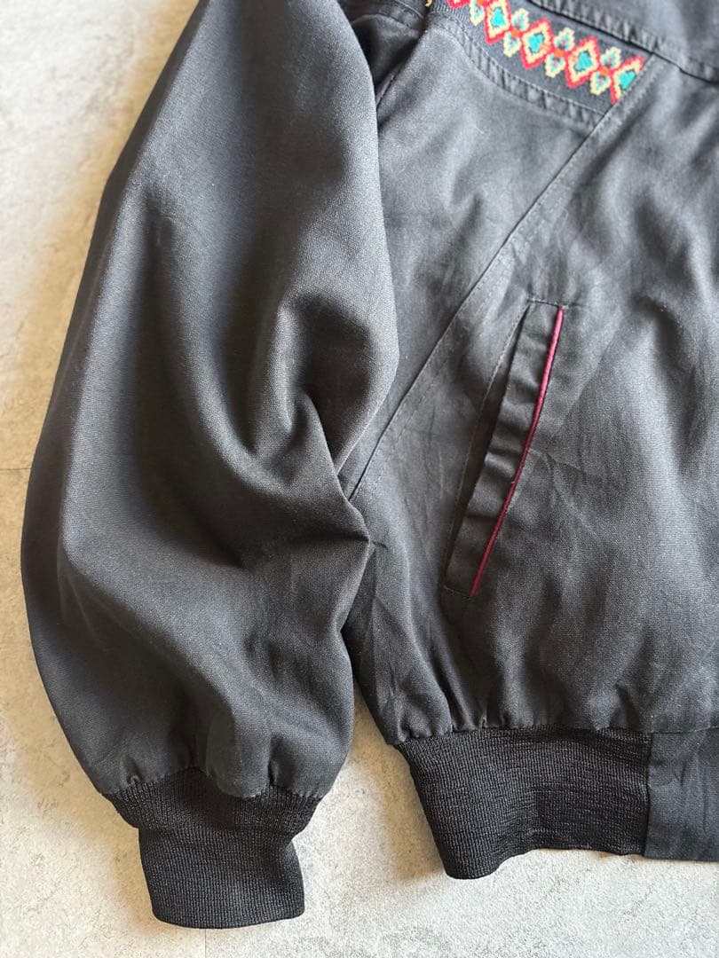 90s USA製 CANYON GUIDE ネイティブ柄ジャケット 短丈ブラック