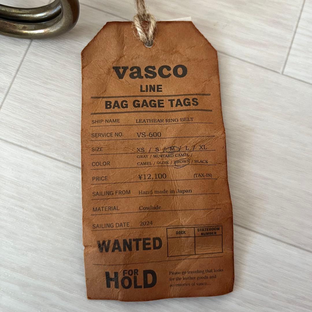 未使用品 希少 vasco レザーリングベルト VS-600 茶色 M アメカジ
