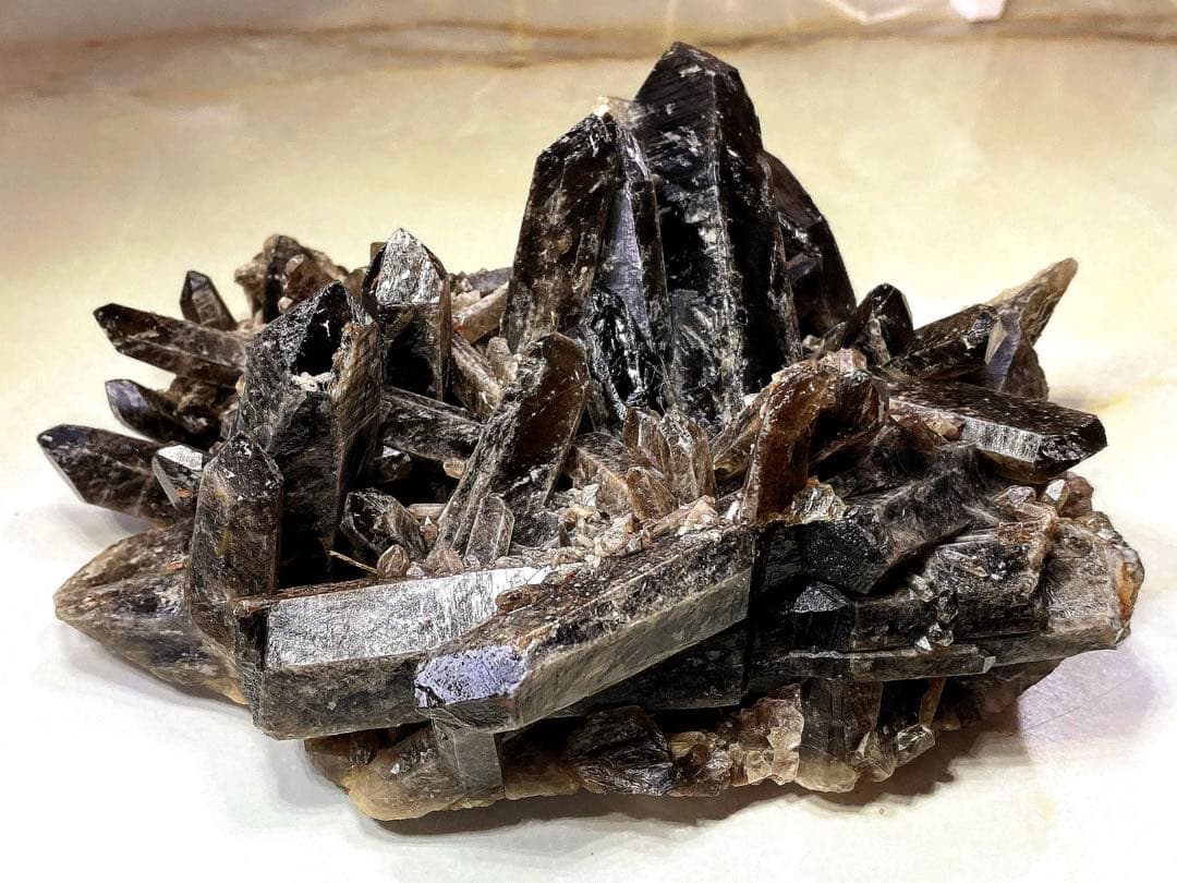 T1030-29ブラジル産水晶結晶モリオンスモーキークォーツ原石クラスター黒水晶