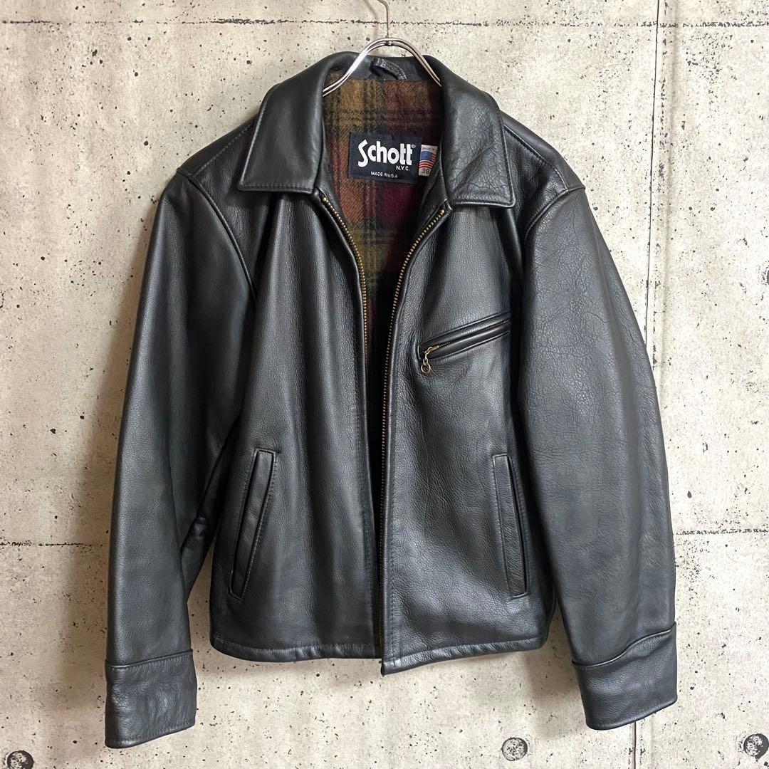 極上品 Schott ショット レザージャケット 38 90s ヴィンテージ 黒