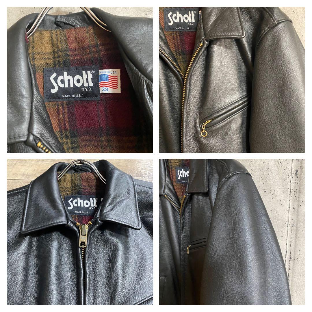 極上品 Schott ショット レザージャケット 38 90s ヴィンテージ 黒