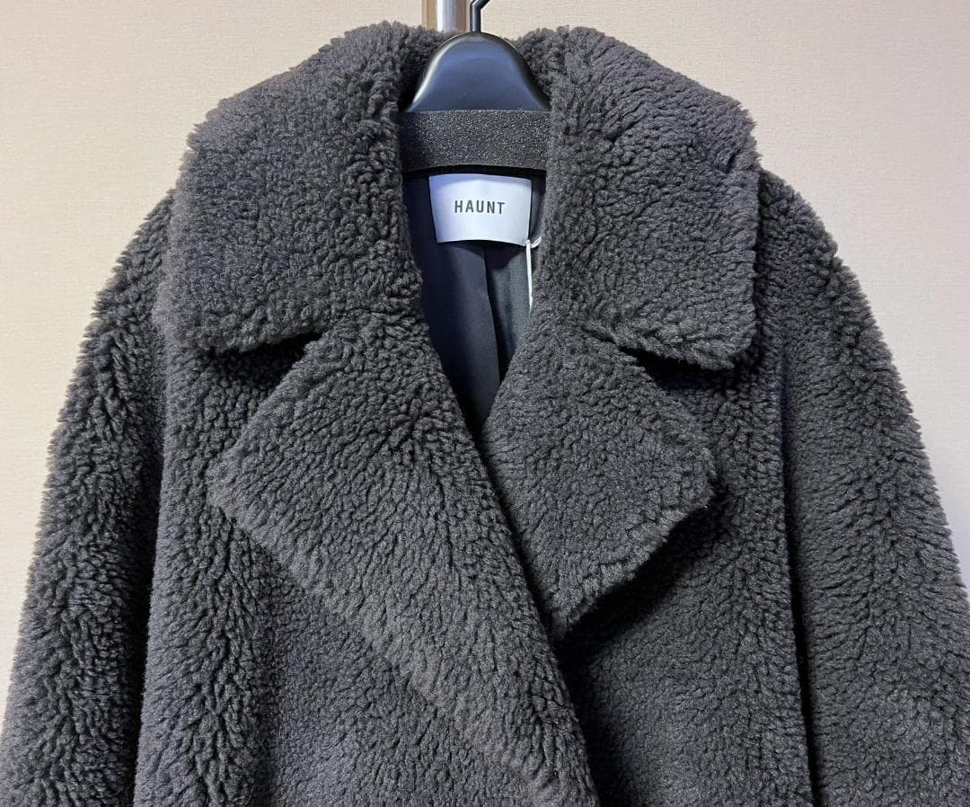 新品タグ付⭐️HAUNT ボアロングコート 36 濃グレー 今季物 五明さん着