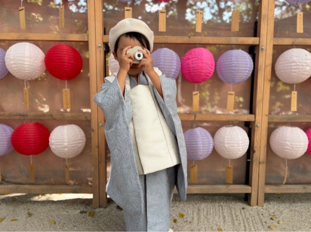 【人気完売品】 utatane 七五三　男の子　被布　ペイズリー　ブルー