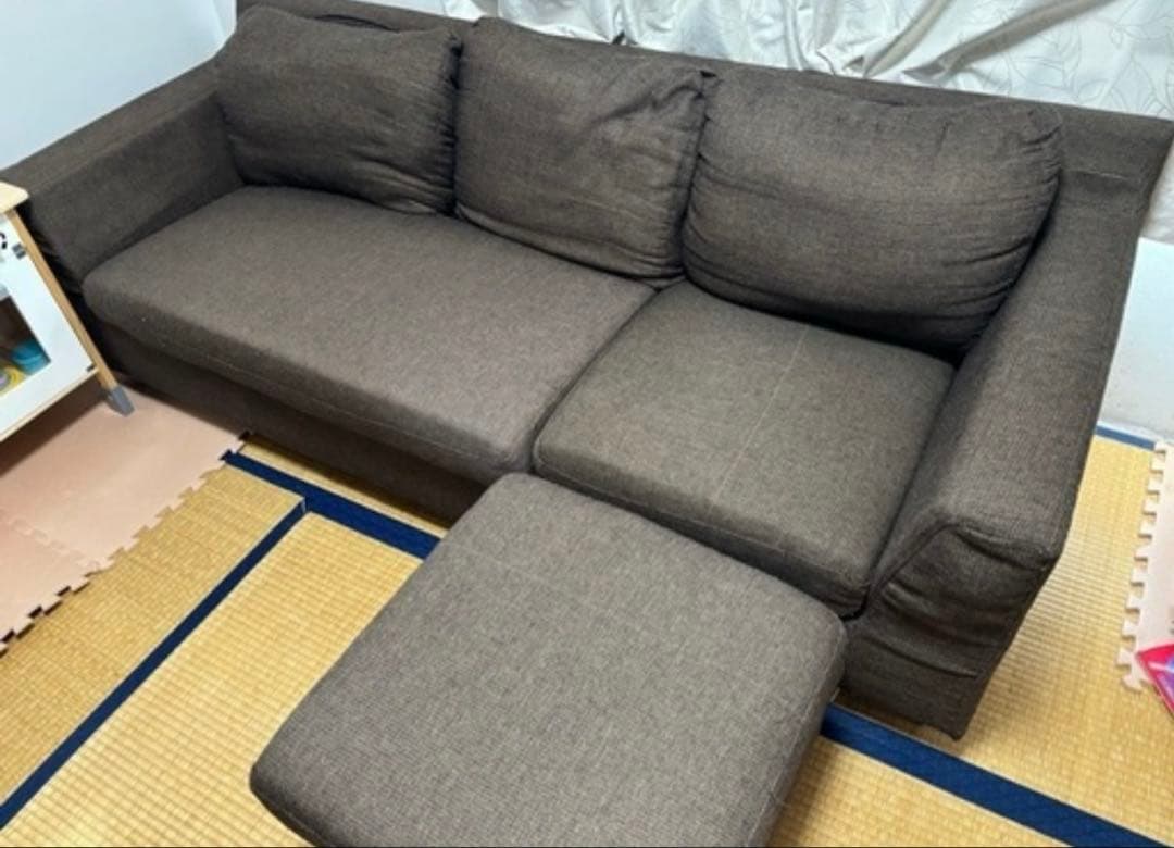 ブラウン カウチソファ 約180cm