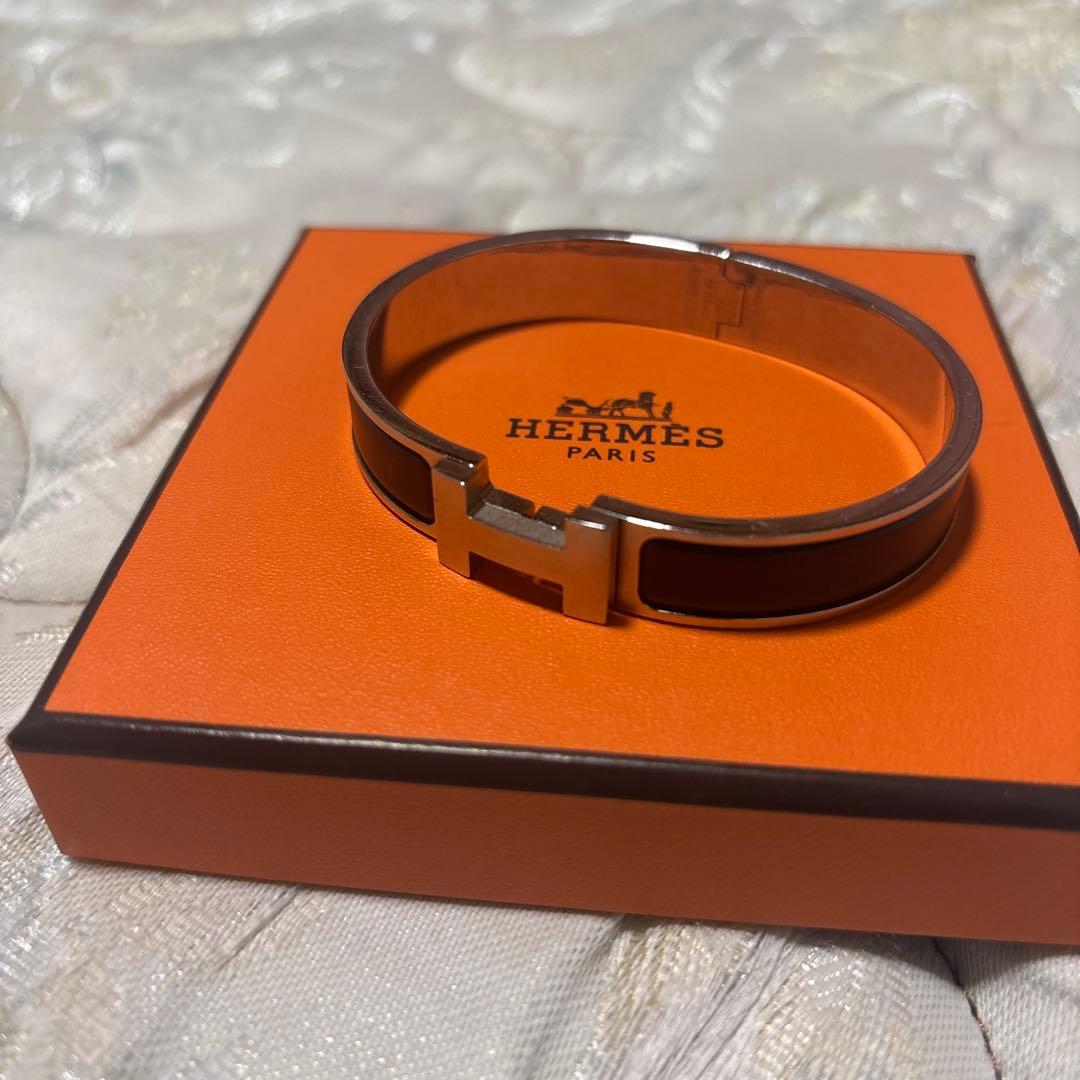 HERMES エルメス　エナメルブレスレット 《クリックHH》　黒　メンズ　T6