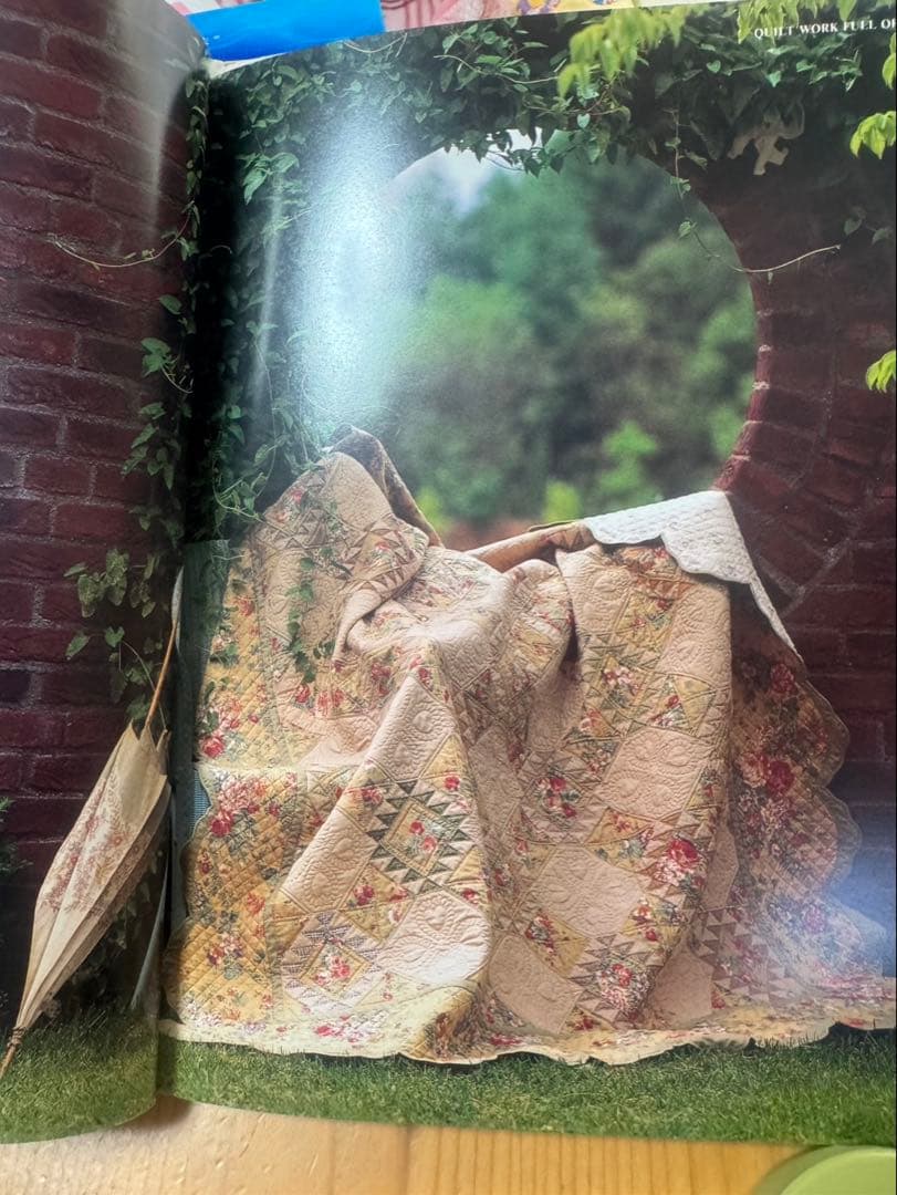 花柄キルティング大判キルト