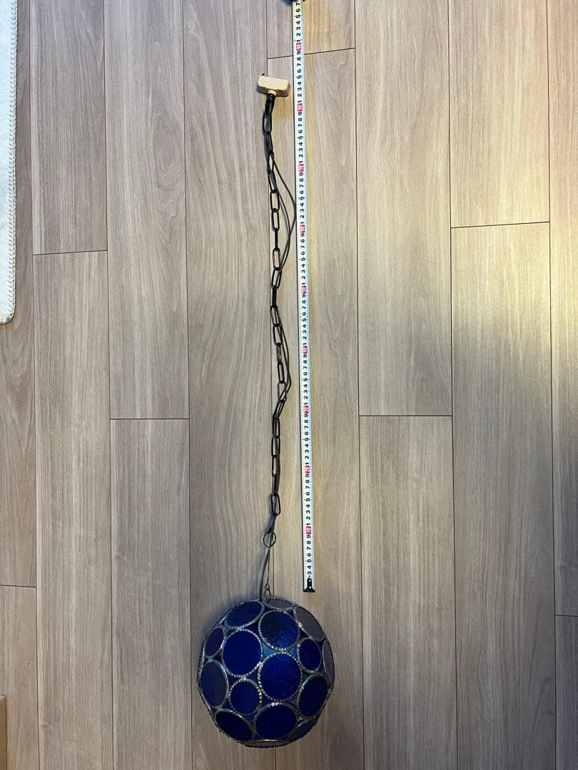 モロッコ製　青色ガラス ペンダントライト