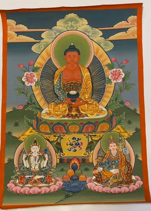 チベットの仏画　阿弥陀如来　手描き