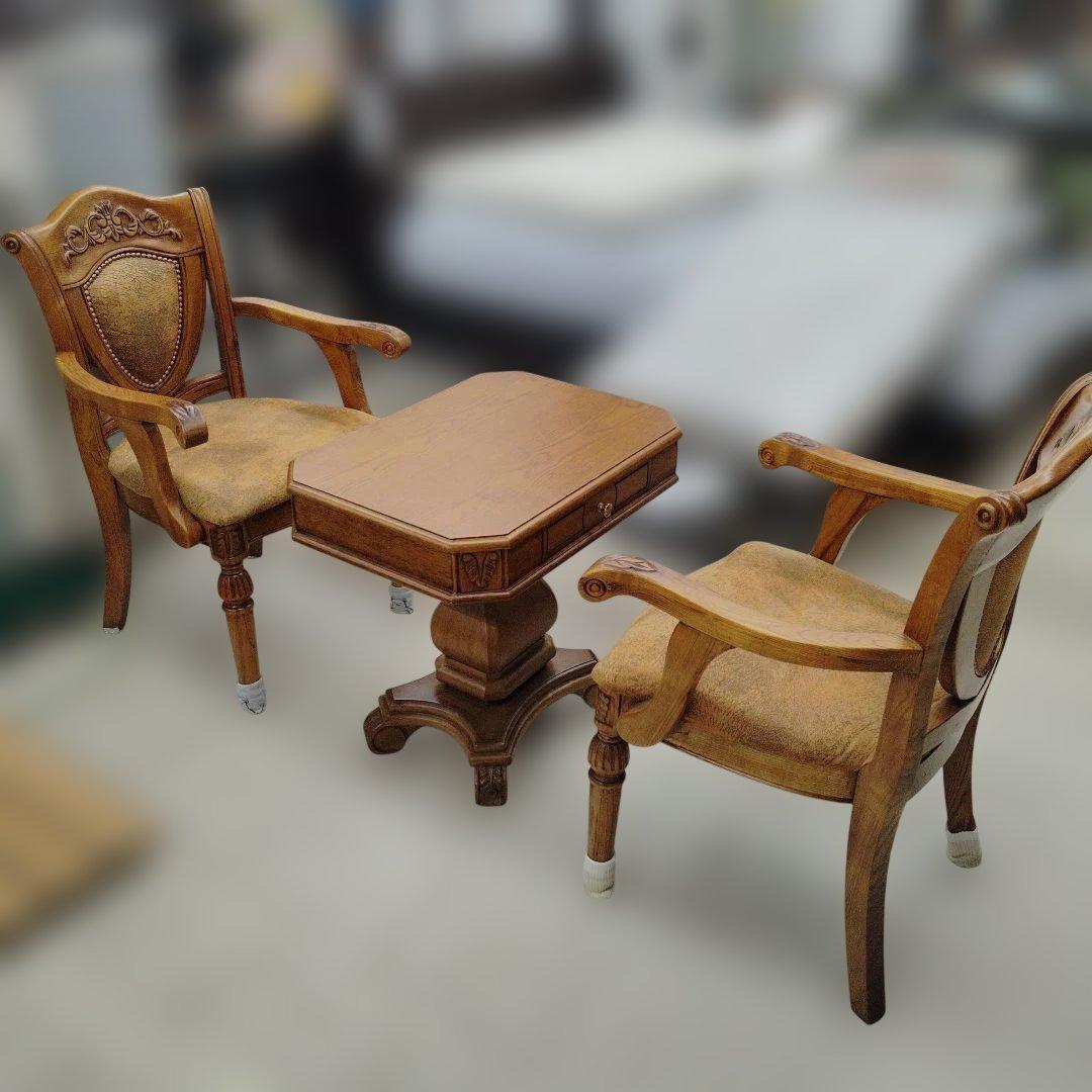 アンティーク家具 木製八角形サイドテーブル 引き出し付き