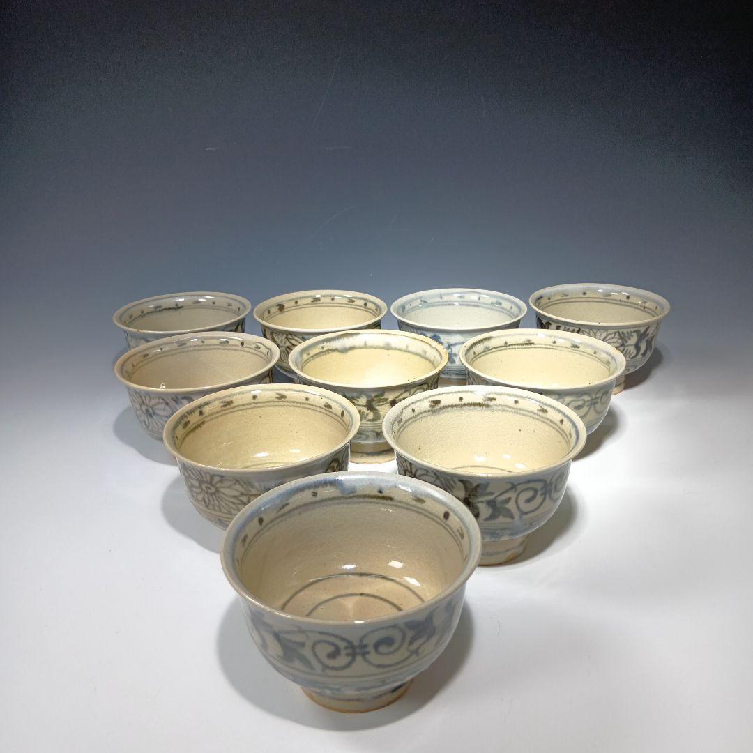 値下げ茶道具　楽山窯造　安南数茶碗10客　 美品　共箱