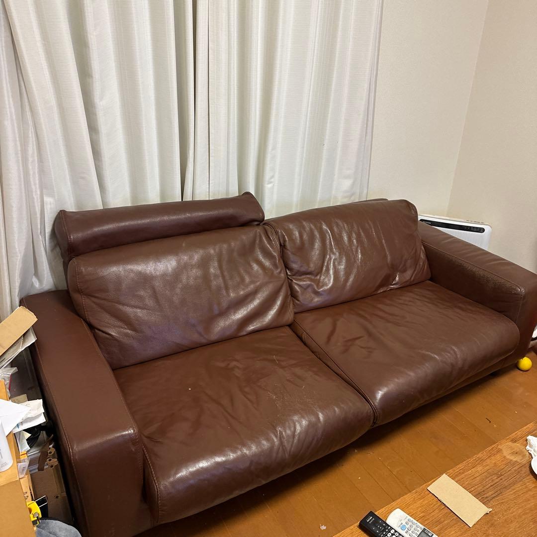 無印‼️ブラウン レザー 2人掛けソファ‼️