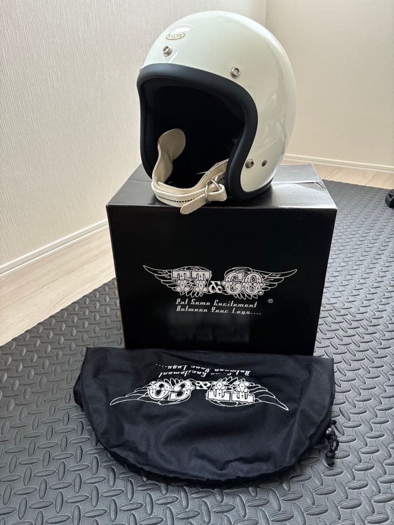 TT&CO スーパーマグナム ジェットヘルメット ダブルストラップ アイボリー