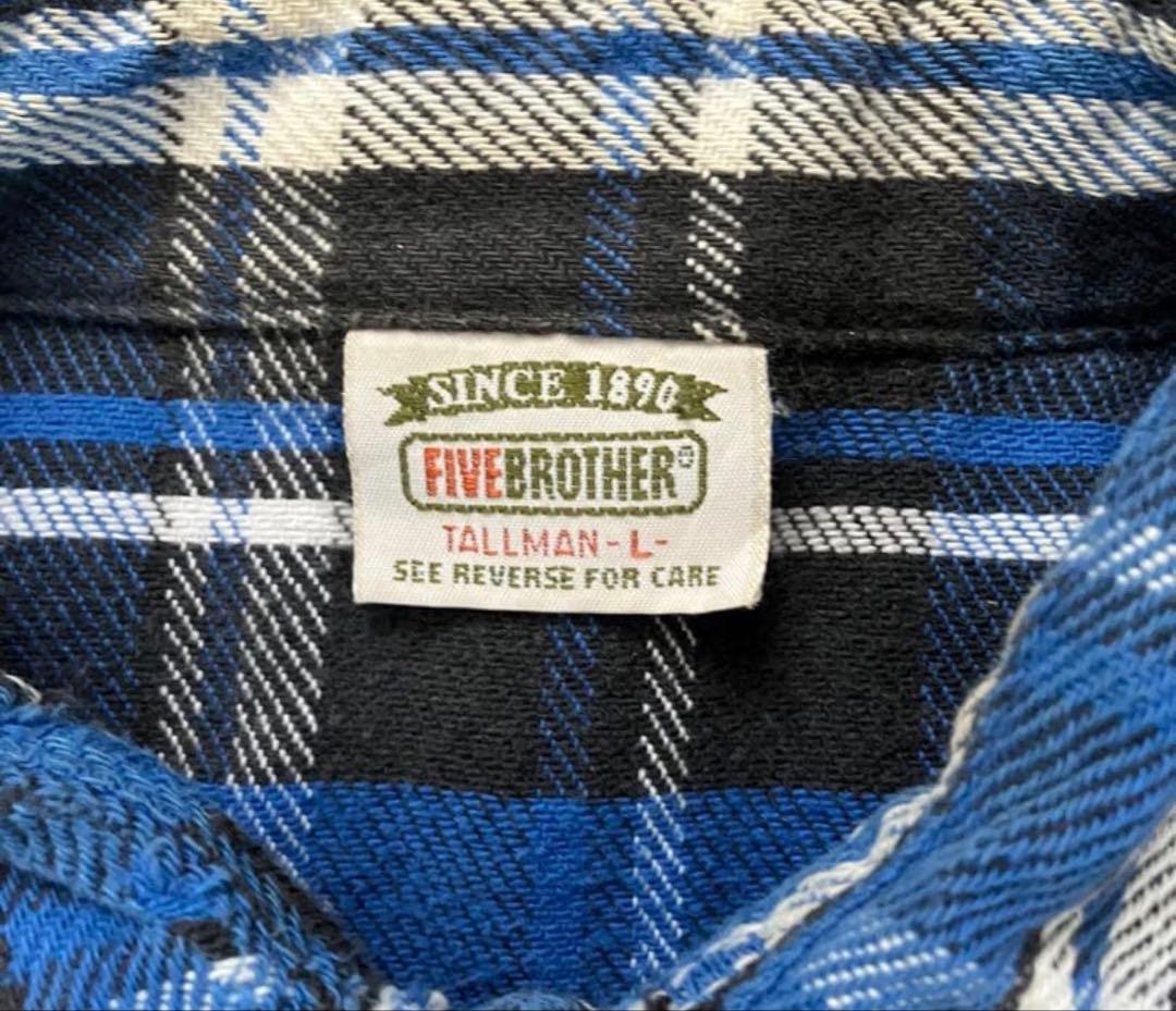 FIVE BROTHER ヴィンテージ　ネルシャツ L ブルー 青黒チェック