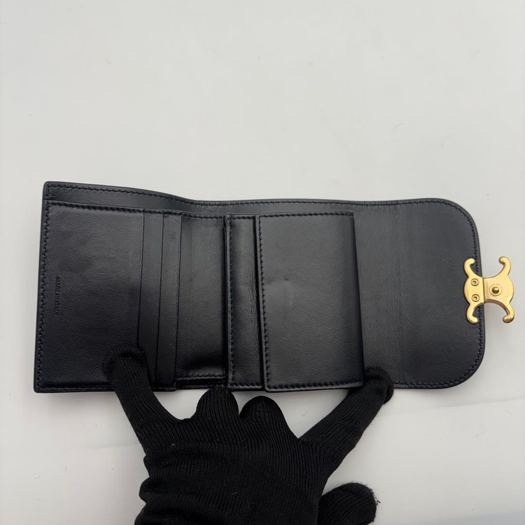 セリーヌ 財布 トリオンフ スモールフラップウォレット ブラック 黒