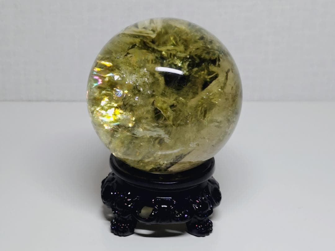 シトリン 473g 水晶 丸玉 スフィア 原石 鑑賞石 自然石 誕生石 鉱石