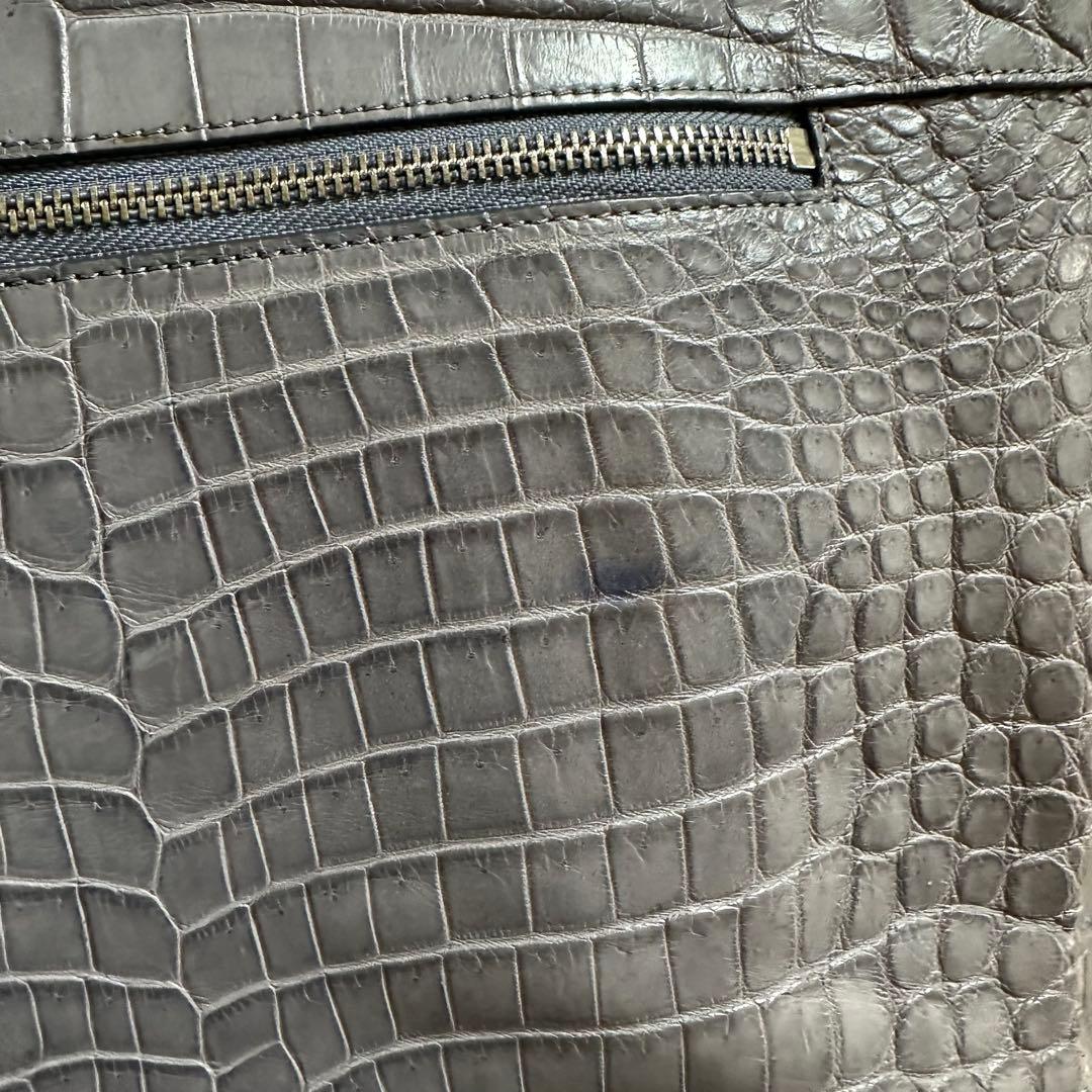 D*A様 ブルーグレー　クロコダイル　本革　2way トートバッグ