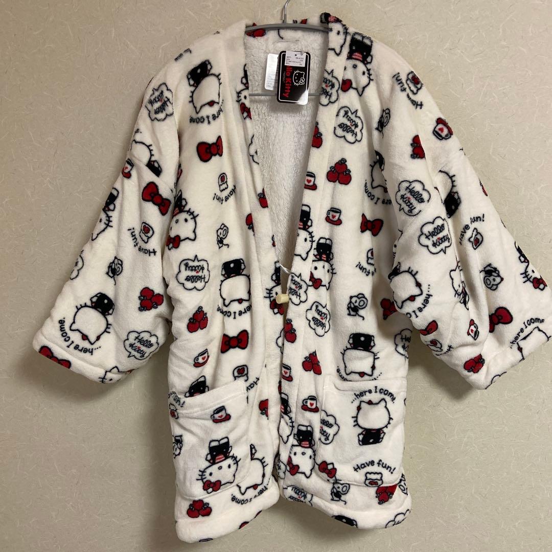 ハローキティ ルームウェア 半纏 フワモコ ホワイト レトロ 新品 未使用