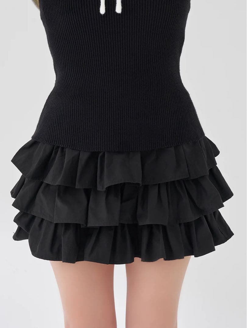 【新品タグ付き】Darich ティアードフリルミニワンピース FREE ブラック