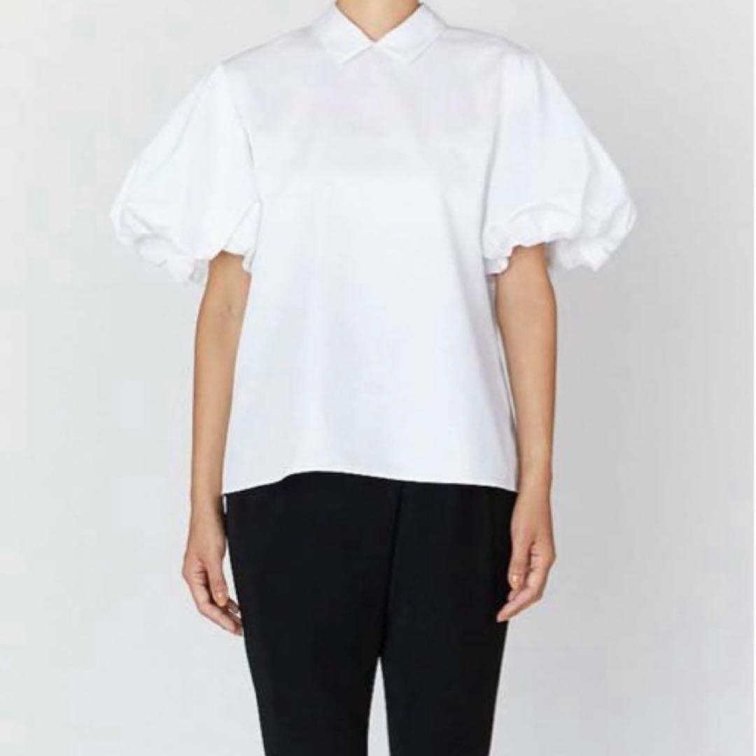 美品 近年モデル ヨーコチャン　バルーンスリーブポイントカラーブラウス 白 38