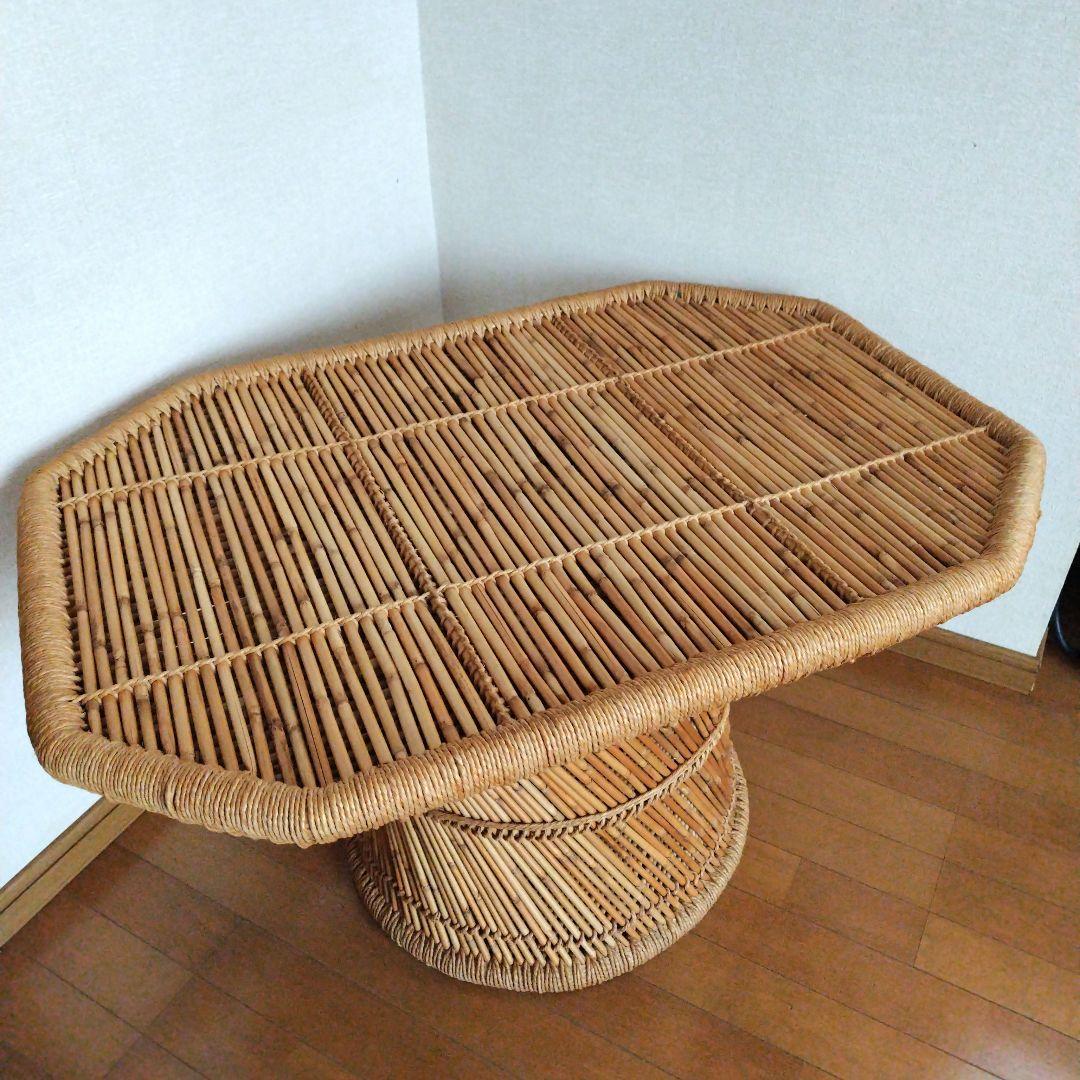 ラタンテーブル　籐家具　ヴィンテージ　レトロ