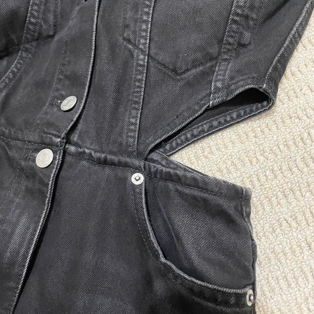 ZARA ジャンプスーツ 黒 長袖 デニム つなぎ
