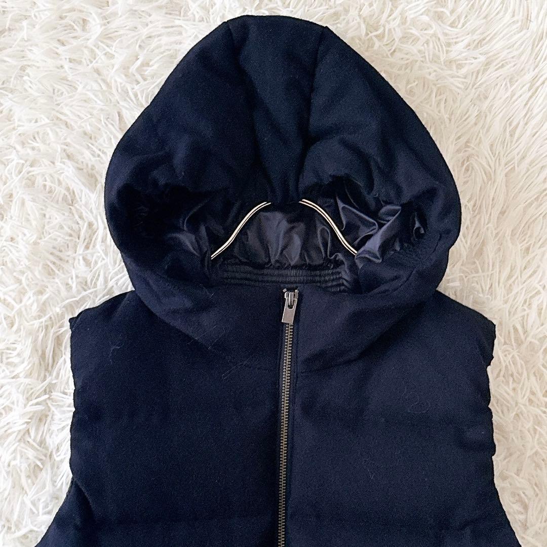 美品✨セオリーリュクス ダウンベスト フード ウール ダブルジップ 濃紺 38