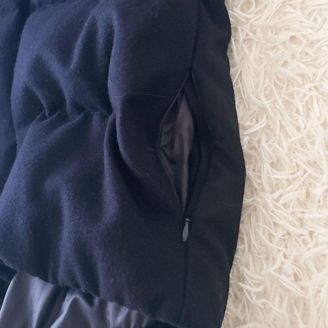 美品✨セオリーリュクス ダウンベスト フード ウール ダブルジップ 濃紺 38