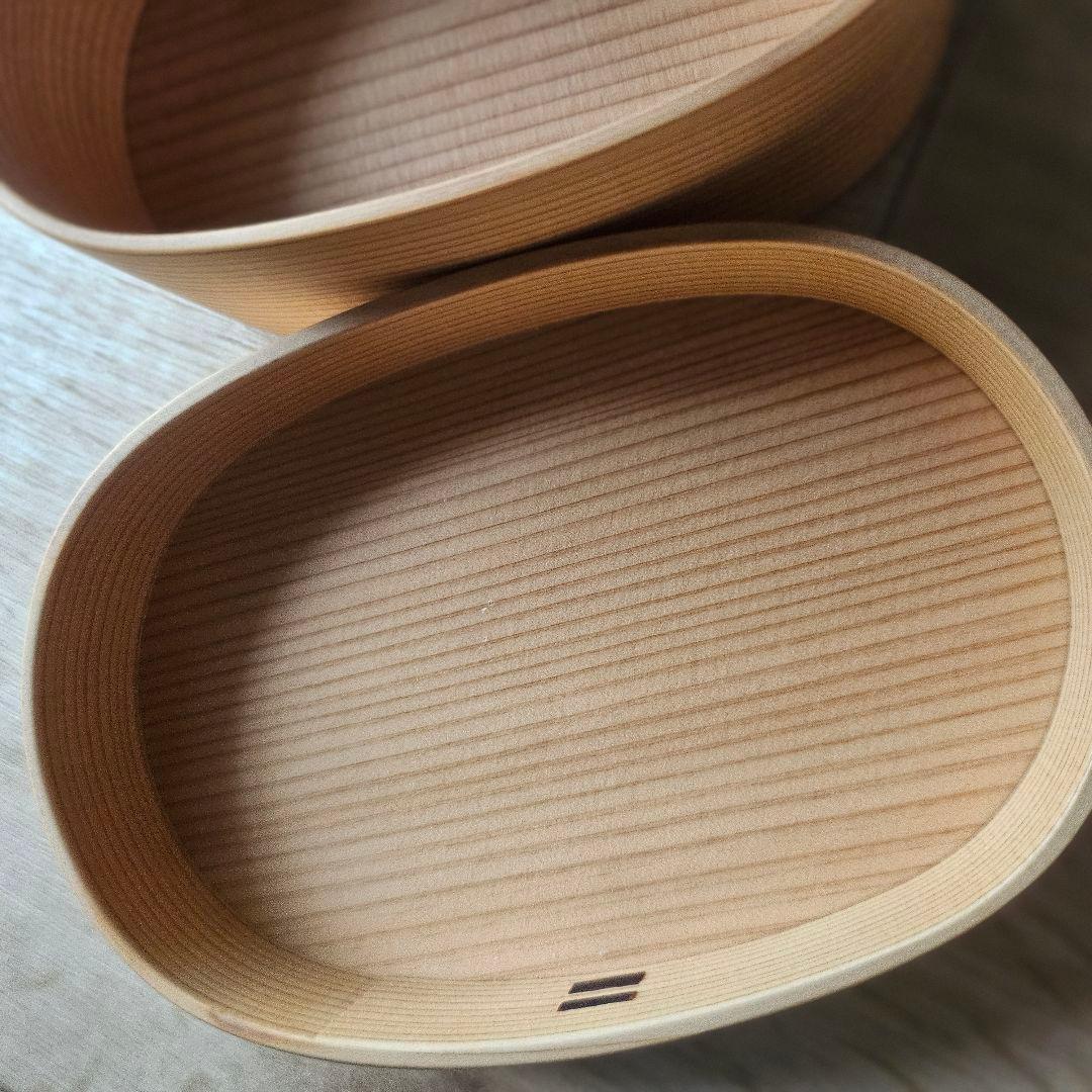 栗久/木製 大館曲げわっぱ 小　小判型弁当箱 スリム 伝統的工芸品 新品未使用