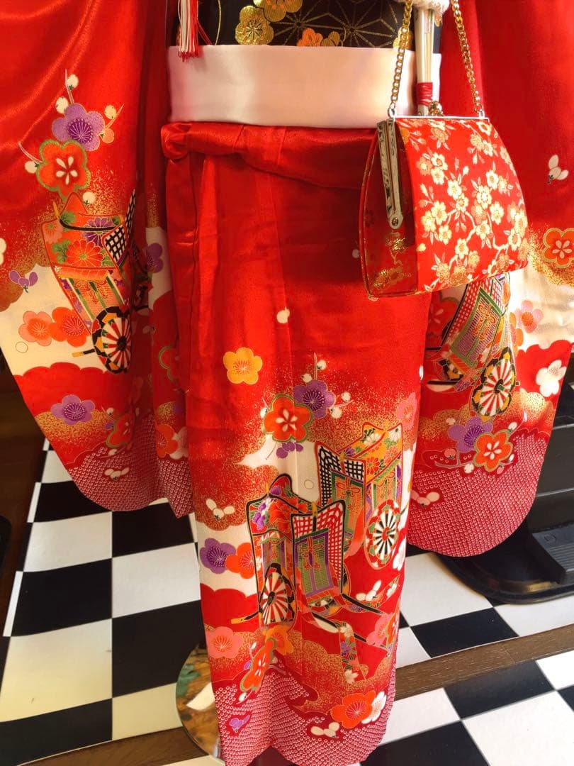 七五三7歳様　赤のお着物