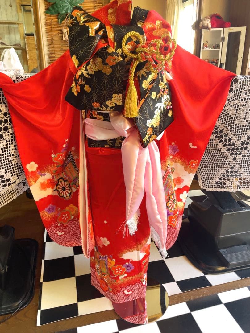 七五三7歳様　赤のお着物