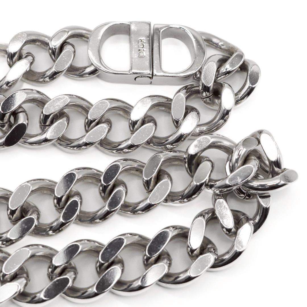 【美品】ディオール CD Icon チェーンリンク ネックレス シルバー