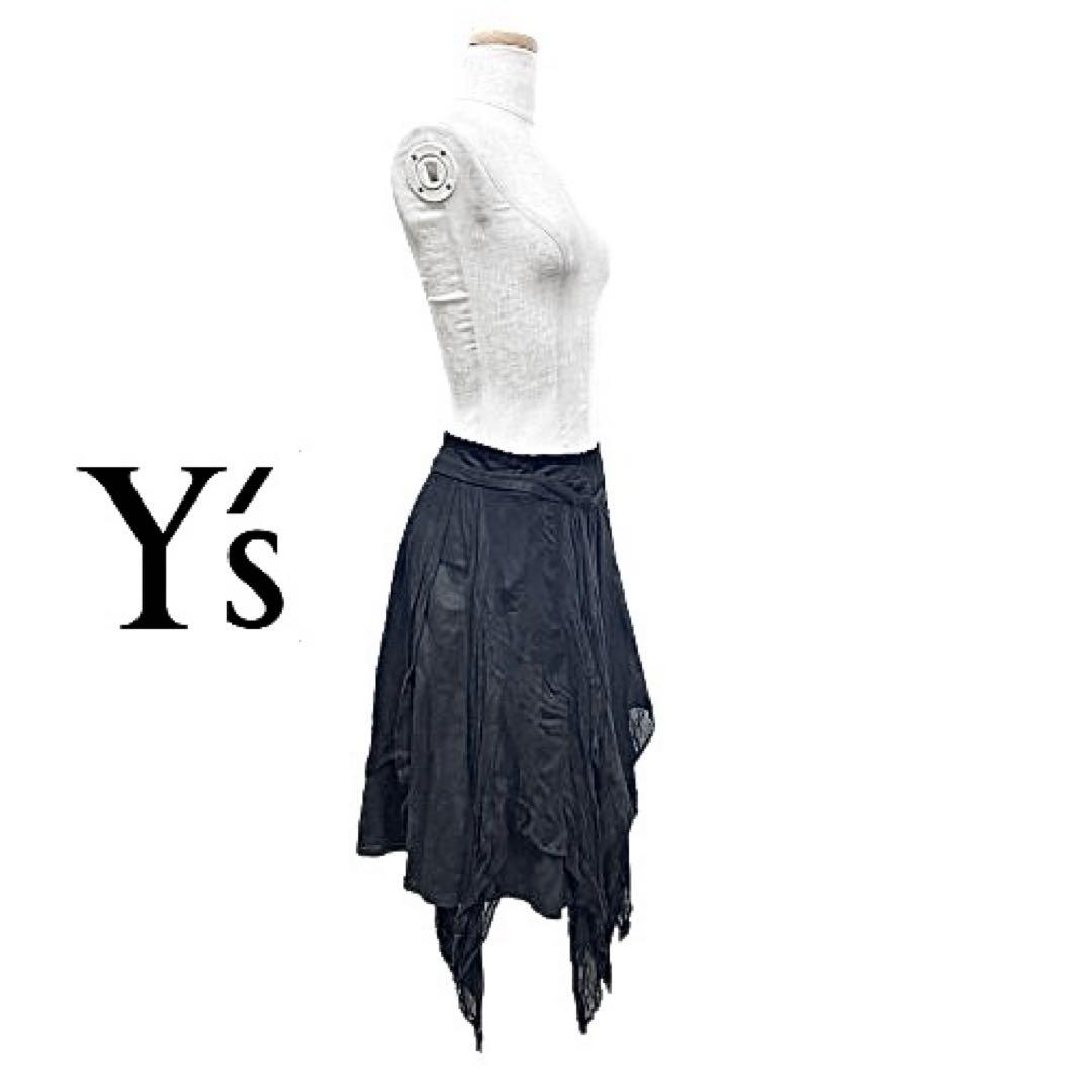 未使用タグ付！Y'sワイズ/レイヤードガーゼラップスカート ブラック mi127