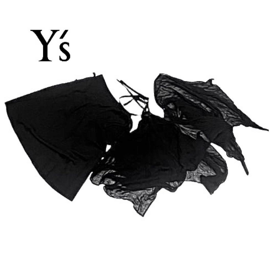 未使用タグ付！Y'sワイズ/レイヤードガーゼラップスカート ブラック mi127